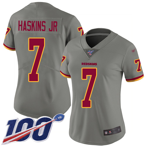 Washington Redskins Limited Gray Women Dwayne Haskins Jersey NFL Football #7 100th Season->women nfl jersey->Women Jersey